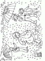 Spring Coloring Pages Rain Children Umbrellas Toddlers