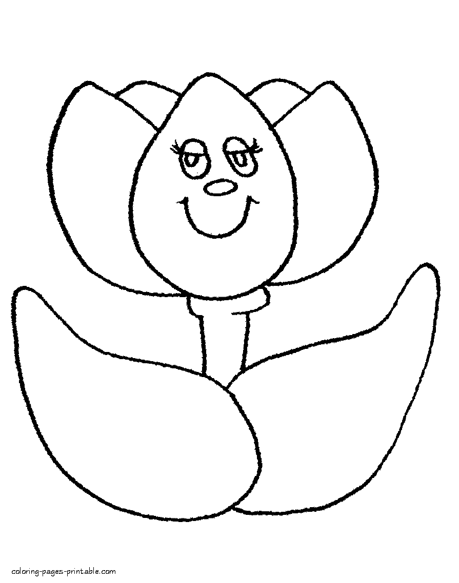 Spring colouring pages for preschool. Tulip
