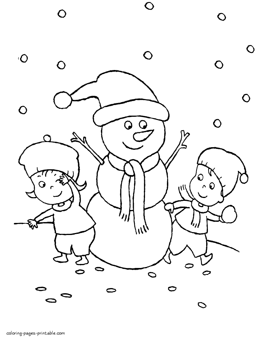 Preschool winter free coloring pages