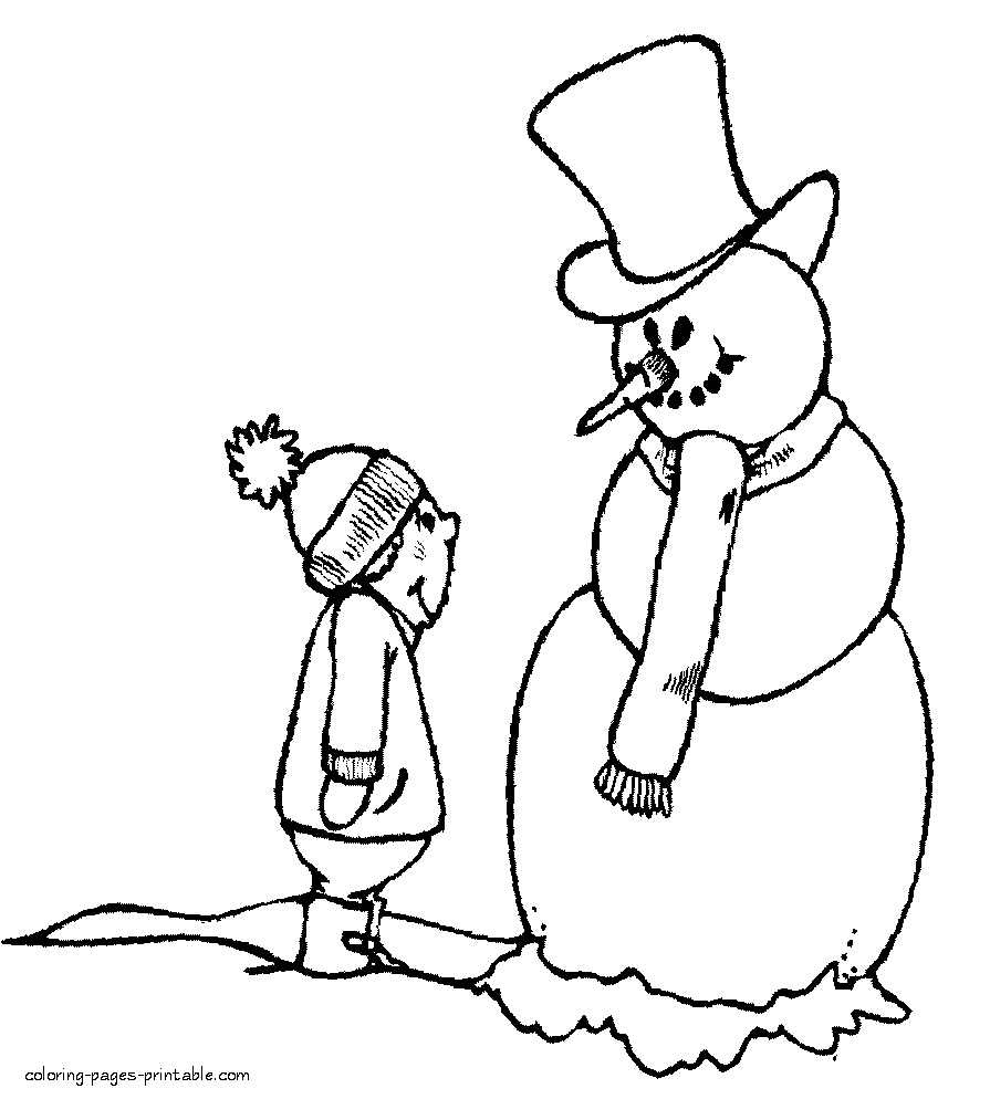 Winter themed colouring page