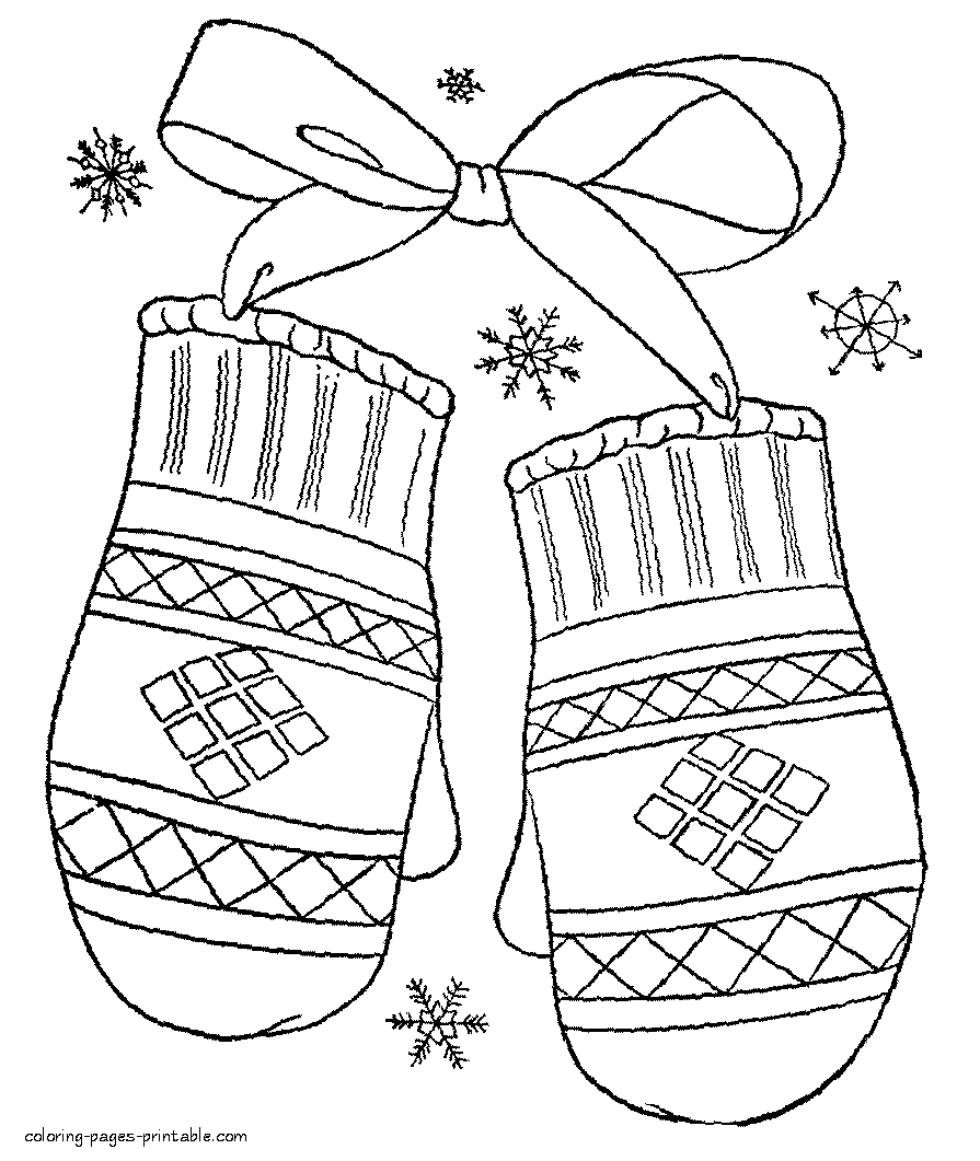 Winter clothes coloring pages