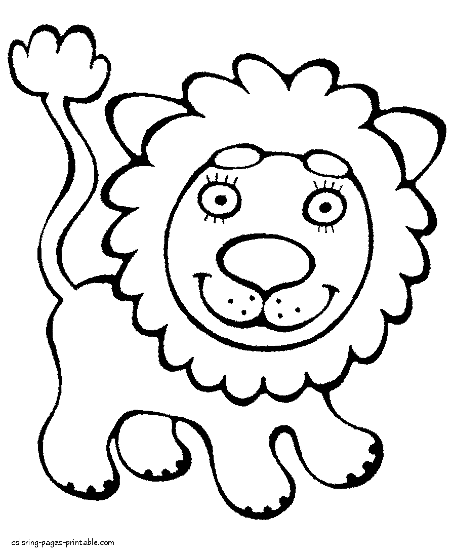 Preschool colouring sheets. Lion picture