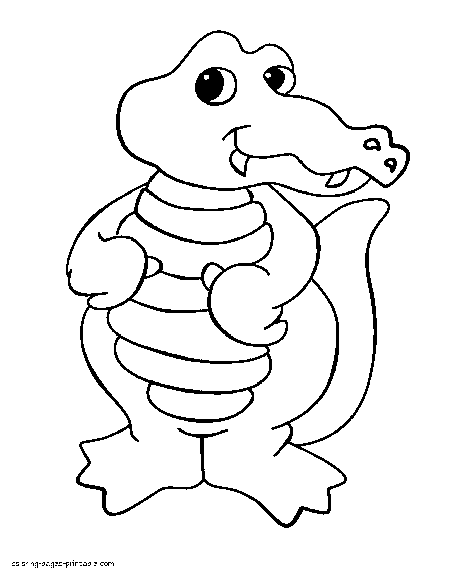 Printable free crocodile coloring page for preschoolers