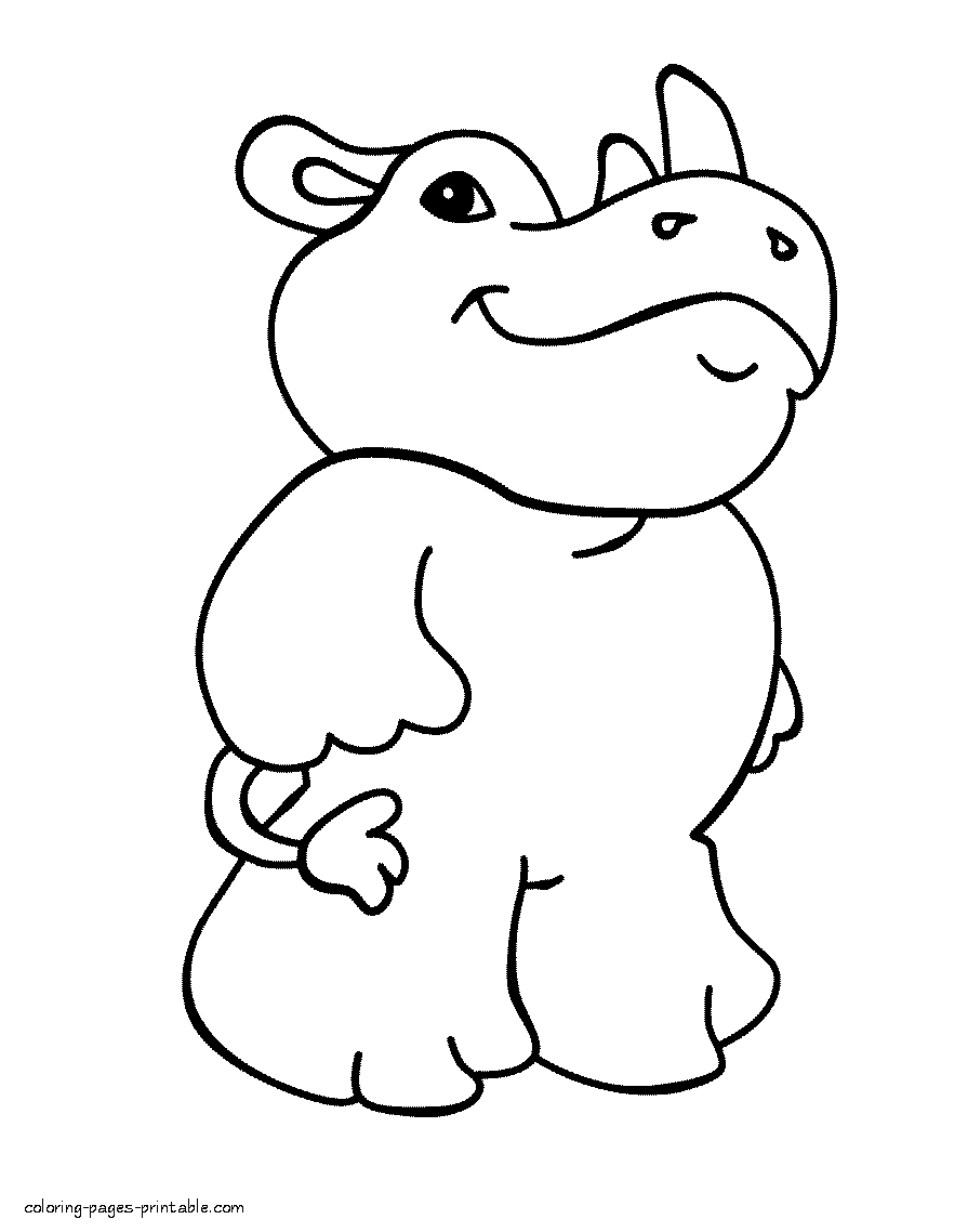 Printable coloring pages for preschoolers. Rhino pictures