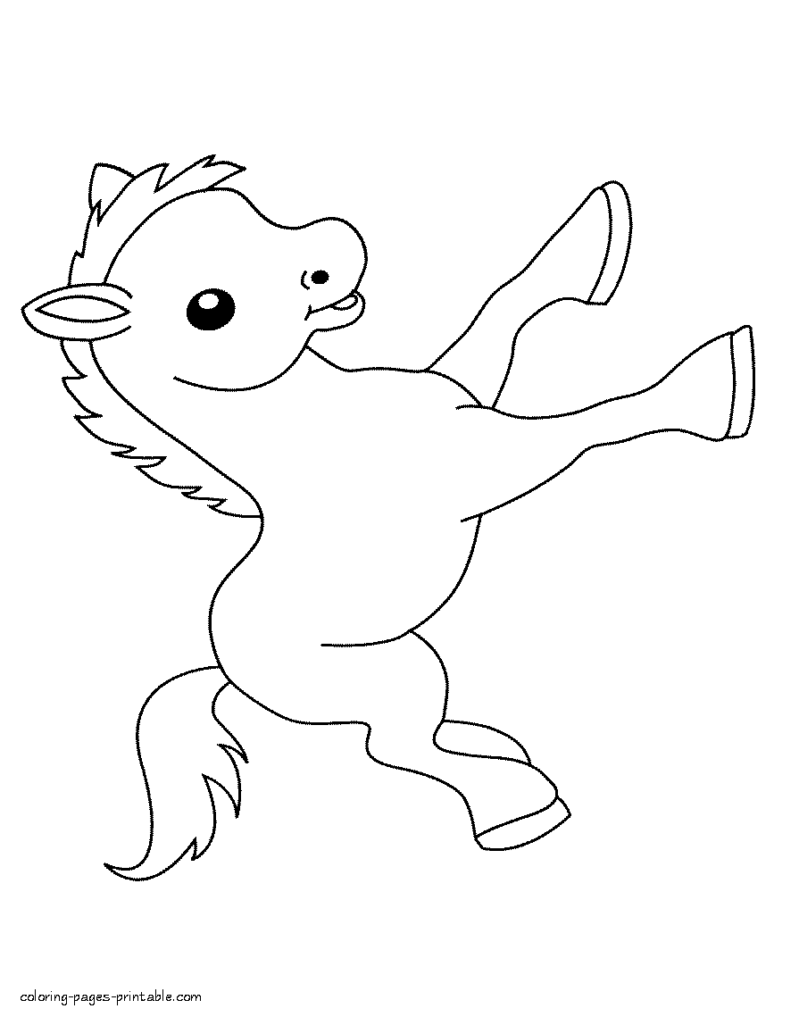 Baby animals coloring pages for preschoolers. Foal