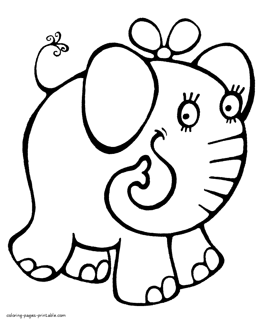 Elephant - free coloring pages for preschoolers. Printable picture