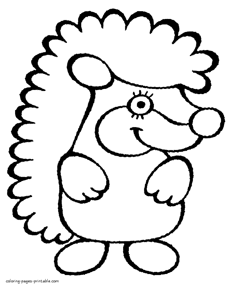 Hedgehog coloring page for preschool children to print
