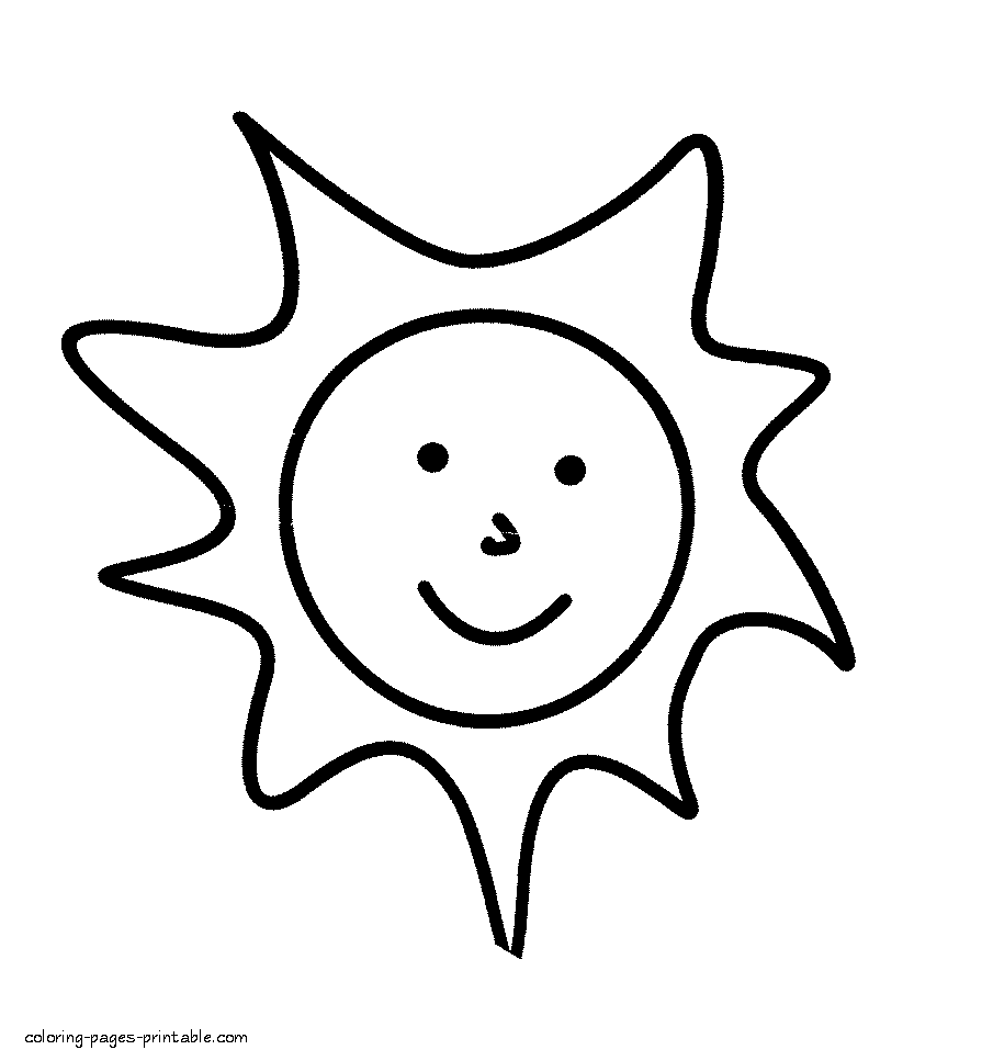 Kindergarten coloring page of smiling sun