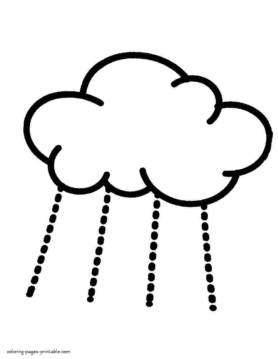 Rain coloring pages for kindergarten- weather phenomena