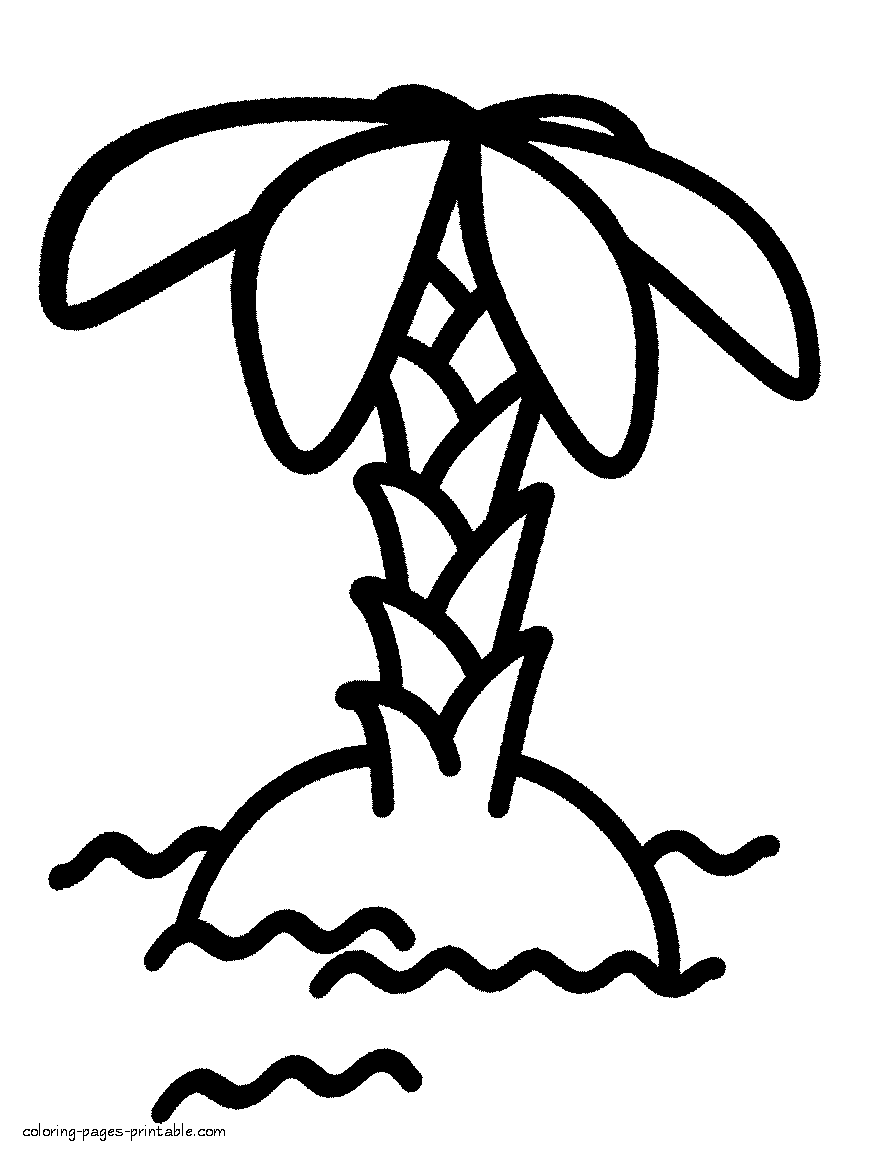 Palm tree picture for kids to print & color