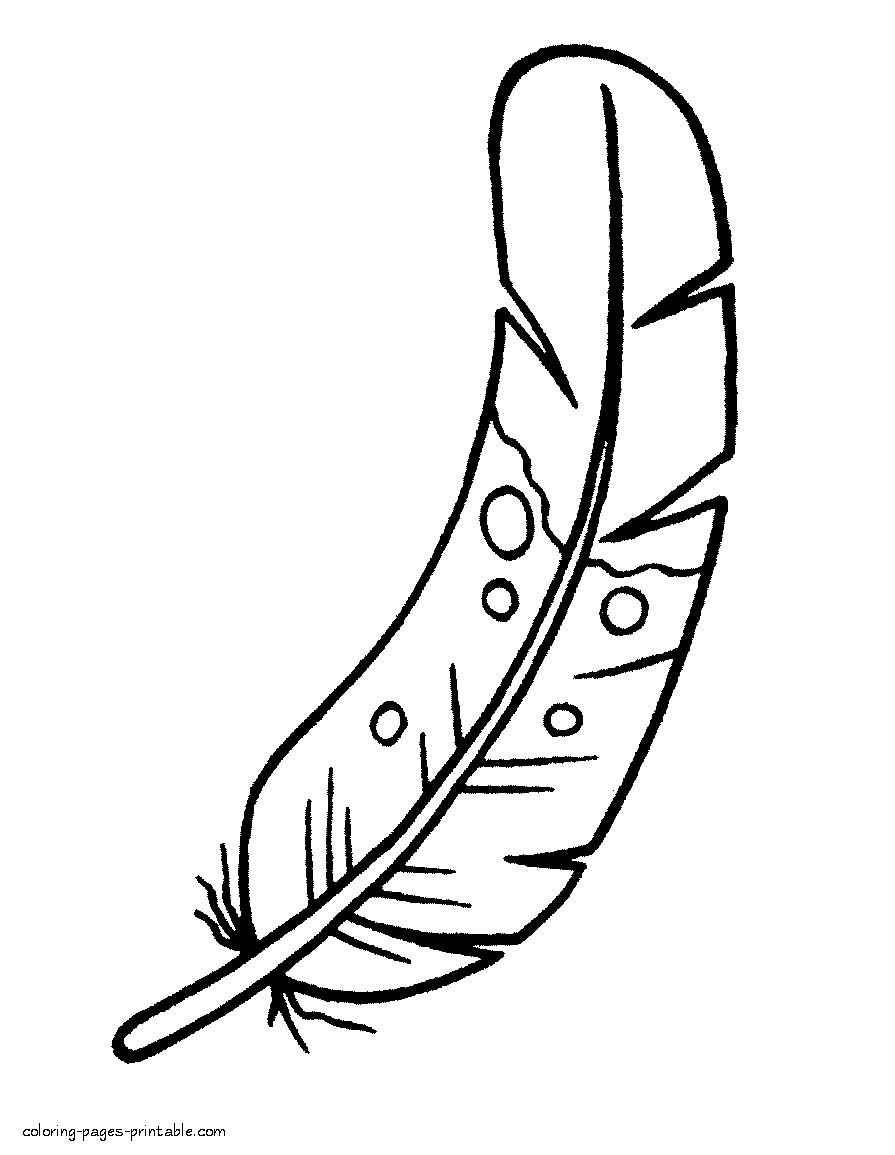Feather of a bird. Kindergarten coloring sheet printable