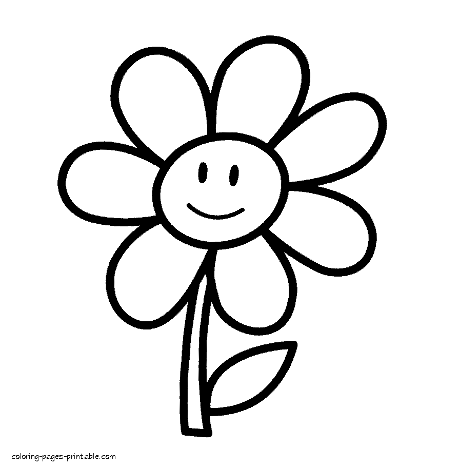 Easy coloring pages for kindergarten. The flower