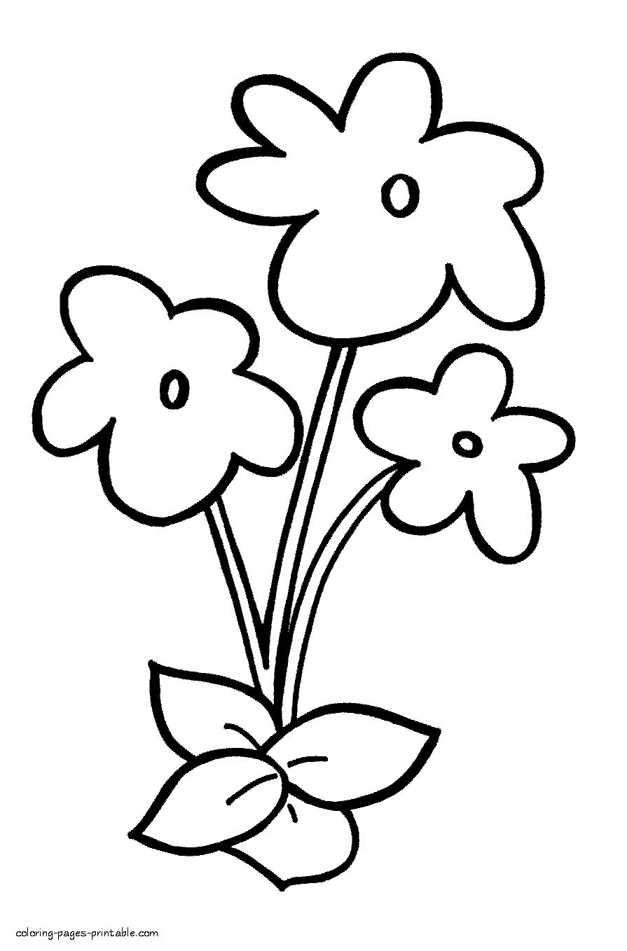 Easy flowers coloring pages for preschoolers and kindergarten