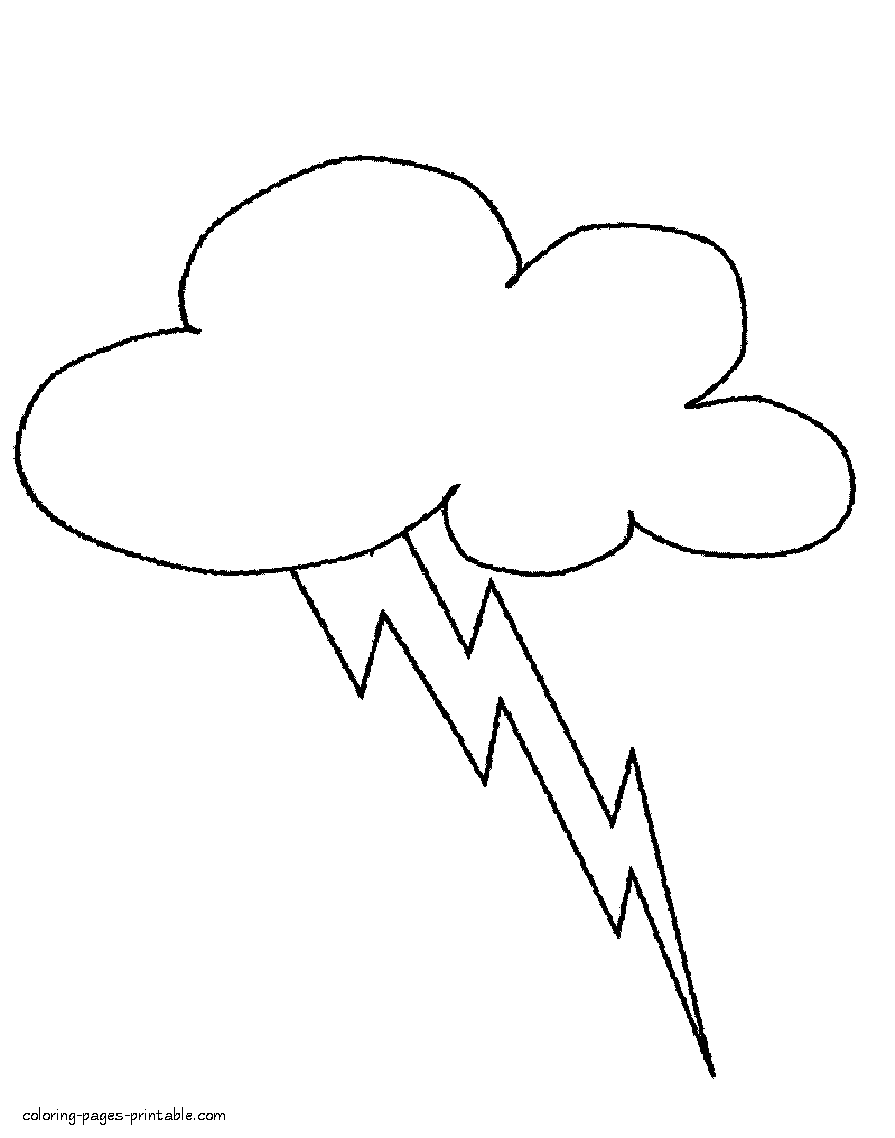 Lightning coloring pages. Nature pictures for kindergarten