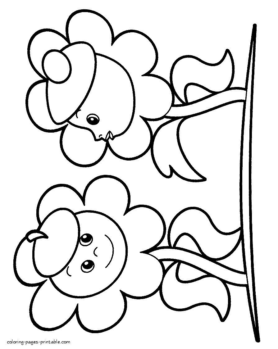 Coloring pages of nature for toddlers. Two printable flowers