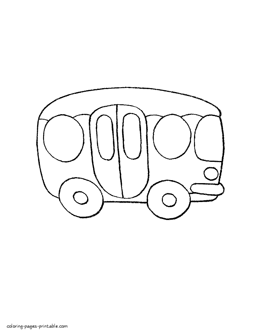 Simple transportation coloring pages for toddlers. Bus