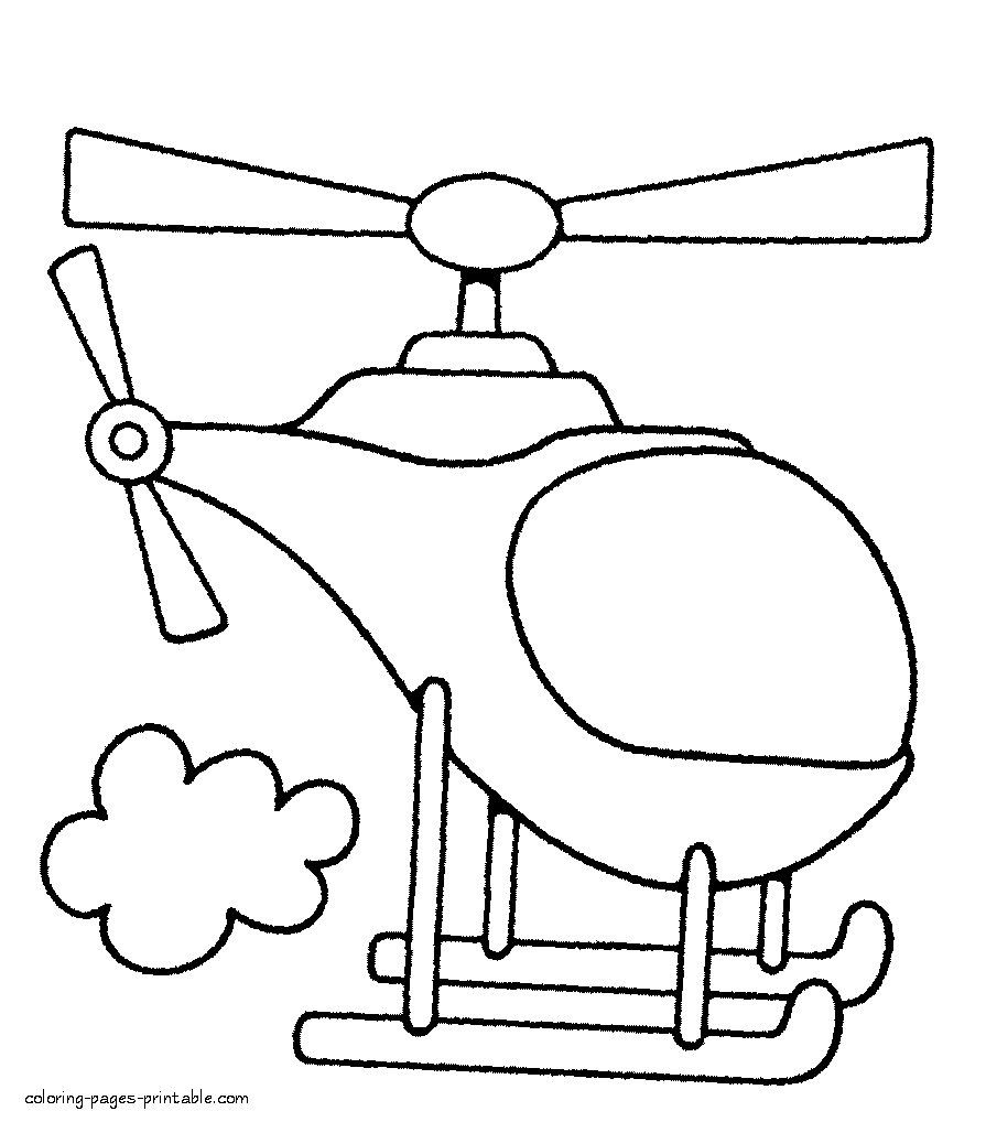 Toddlers coloring pages. Helicopters to print