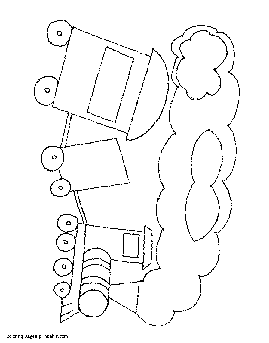 Toddlers colouring. Simple train sheet for printing