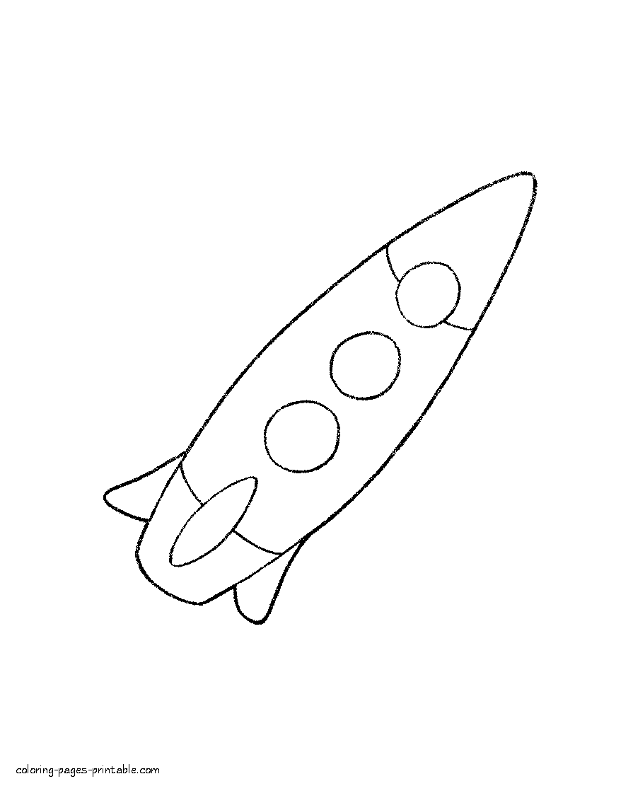 Space rocket preschool printable coloring page