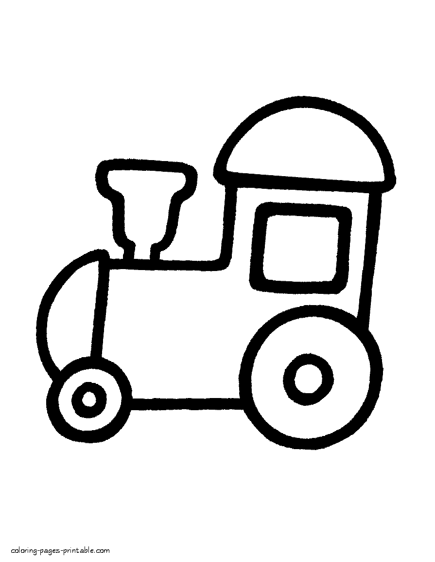 Simple coloring pages of transportation. Locomotive