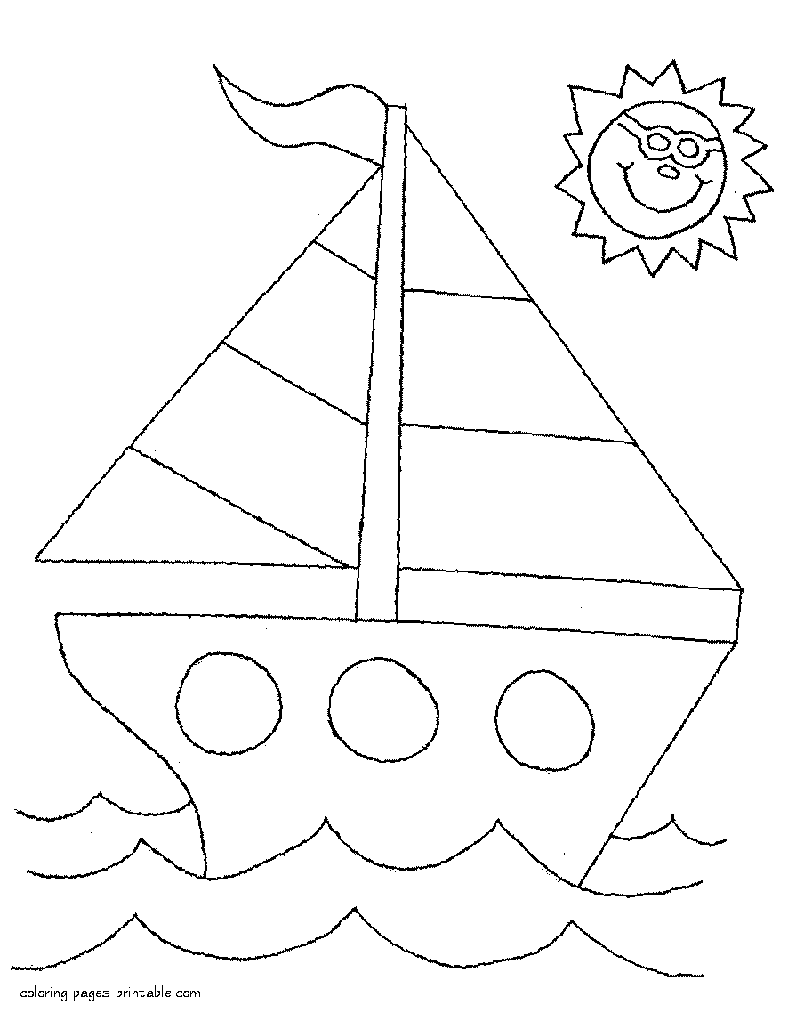 Yacht at sea free coloring page for kindergarten