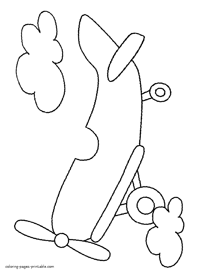 Transportation coloring printable pages. Airplane