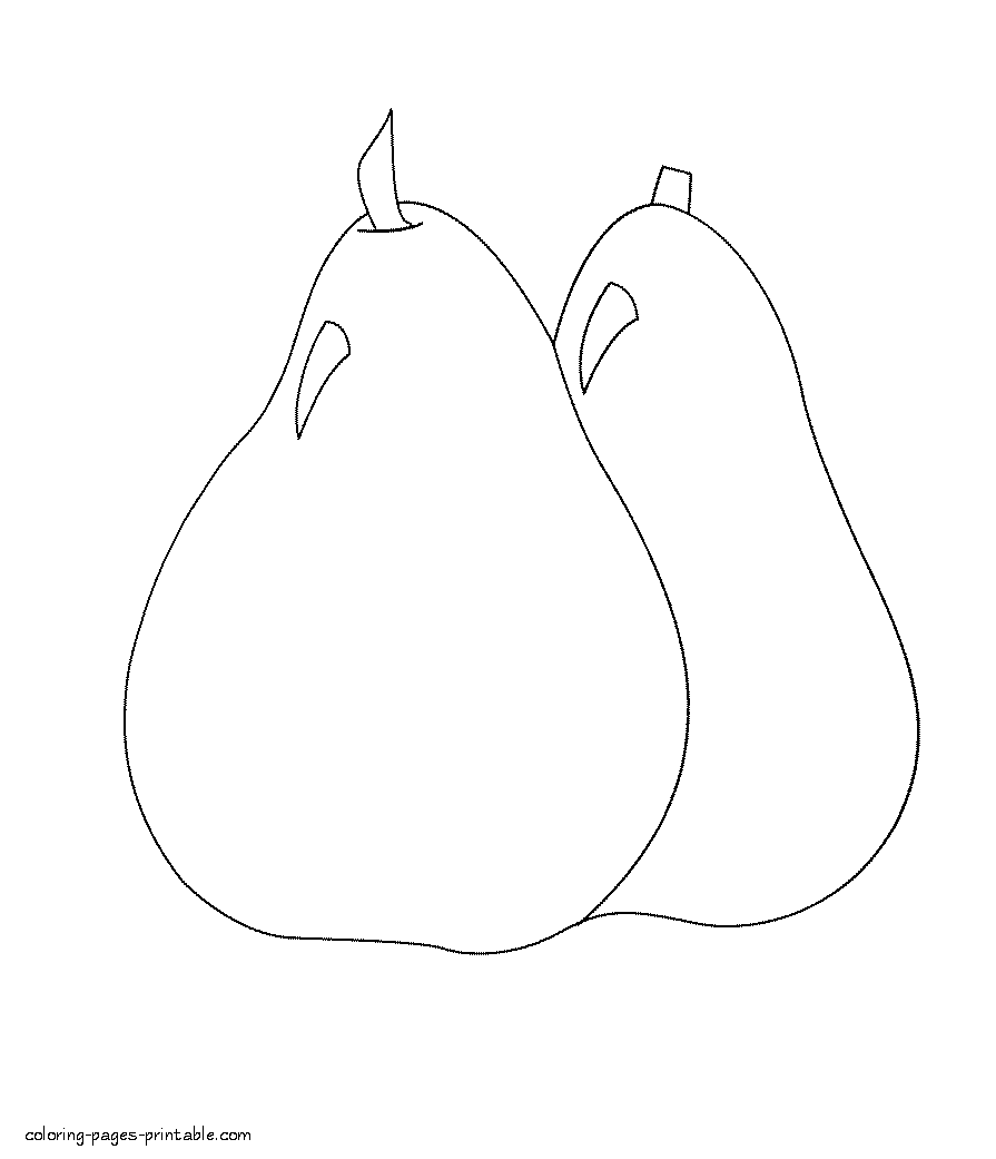 Pear coloring sheets for preschoolers