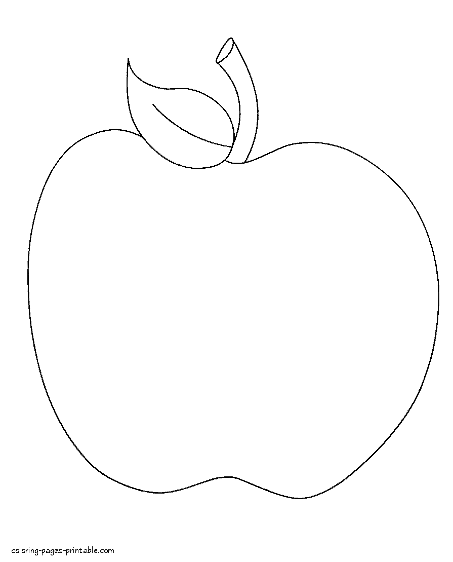 Apple fruit coloring page for preschool. Free downloading