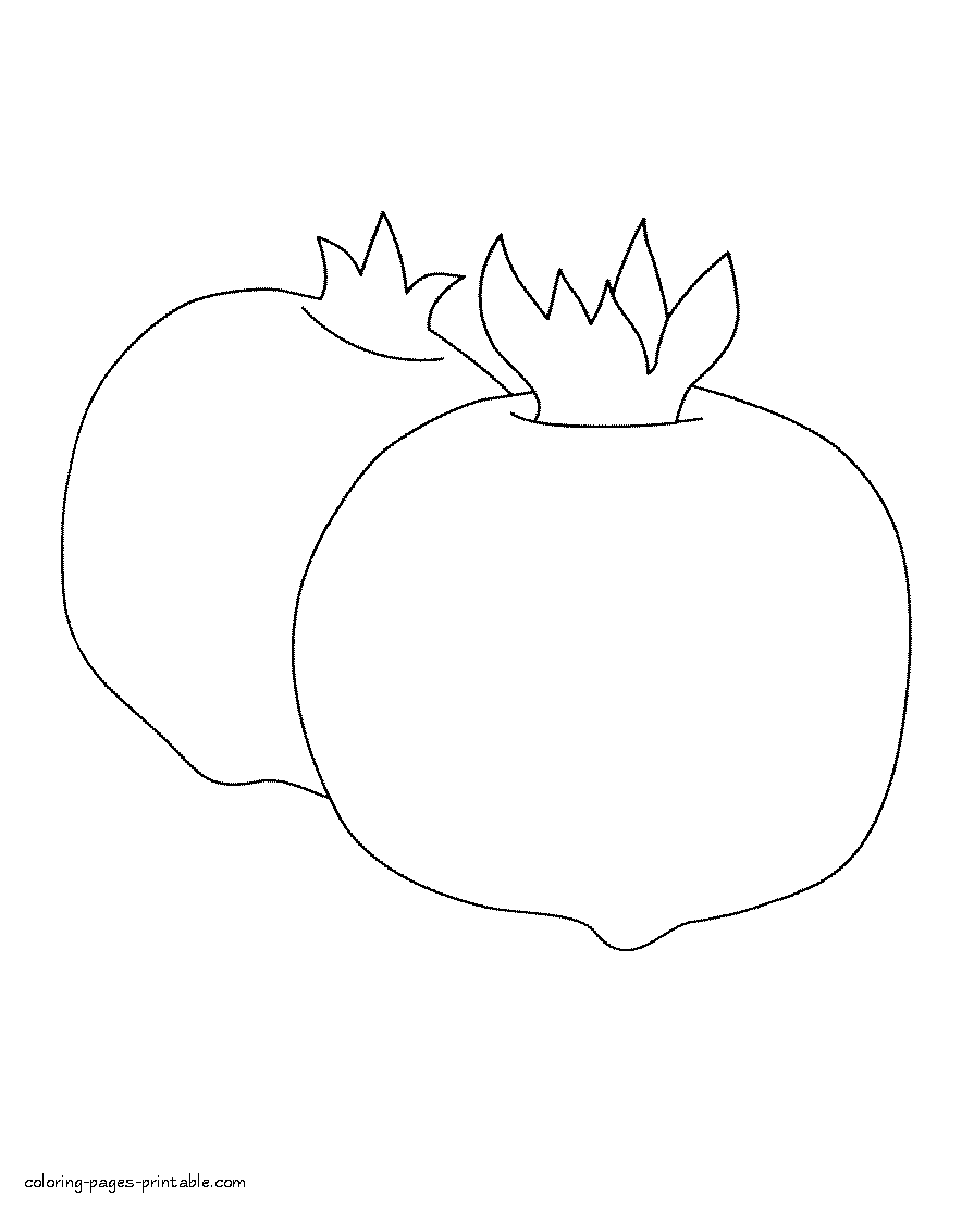 Pomegranate - fruit and vegetable coloring pages for preschooler