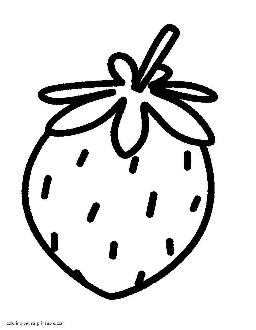 Strawberry free coloring page for preschoolers