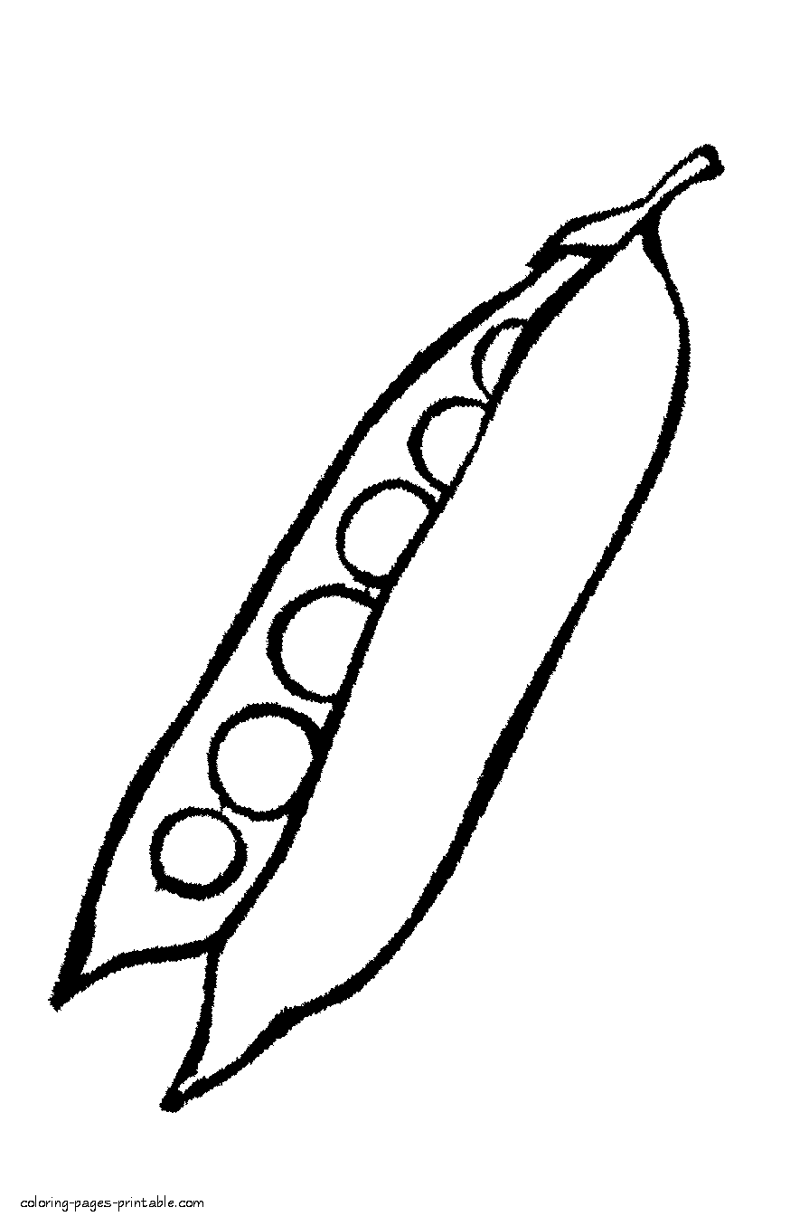 Simple vegetables coloring pages. Peas