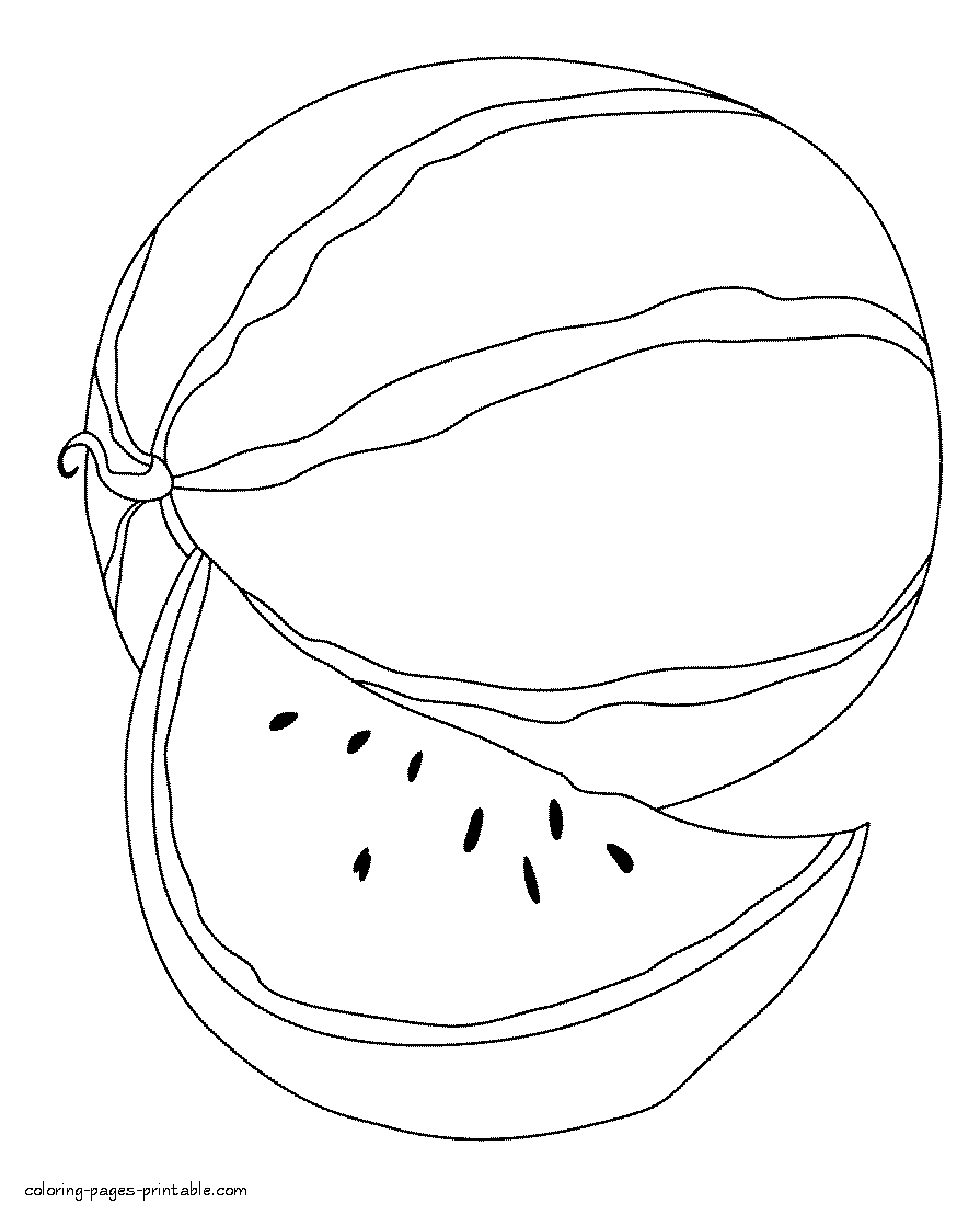 Toddler coloring pages to print. Juicy watermelon