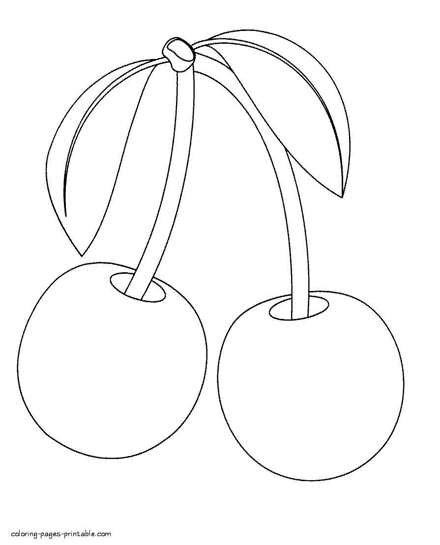 Coloring pages of fruits for preschoolers and toddlers. Cherry
