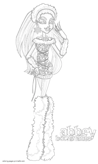 Beautiful girl coloring page. Abbey Bominable (Monster High)