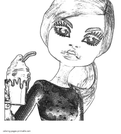 Abbey Bominable doll with ice cream coloring page
