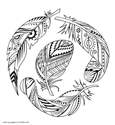 Abstract Feathers Coloring Page For Free