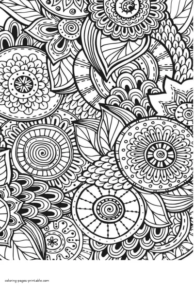 Abstract Coloring Pages For Adults. Exotic Flowers
