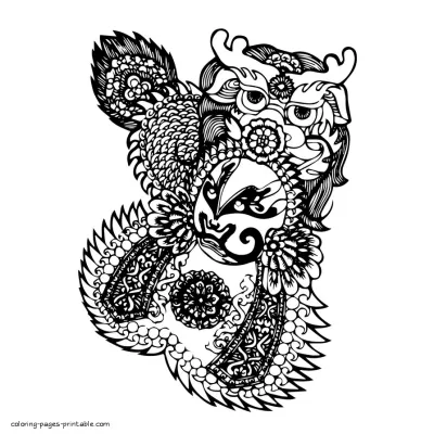 Abstract Bird Coloring Page For Adults Printable