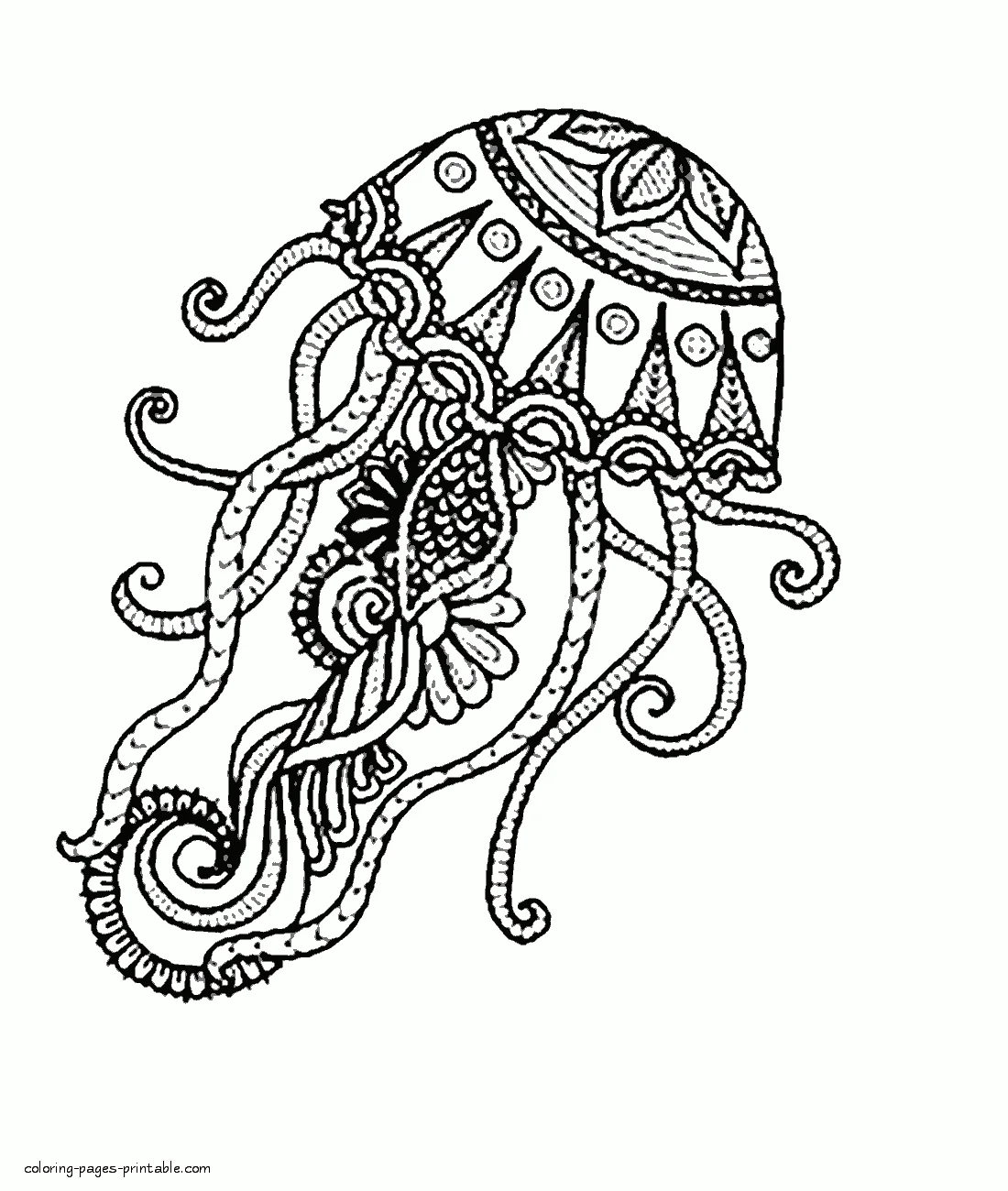 Jellyfish Adult Coloring Page Jellyfish Adult Coloring Page. Sea Animal