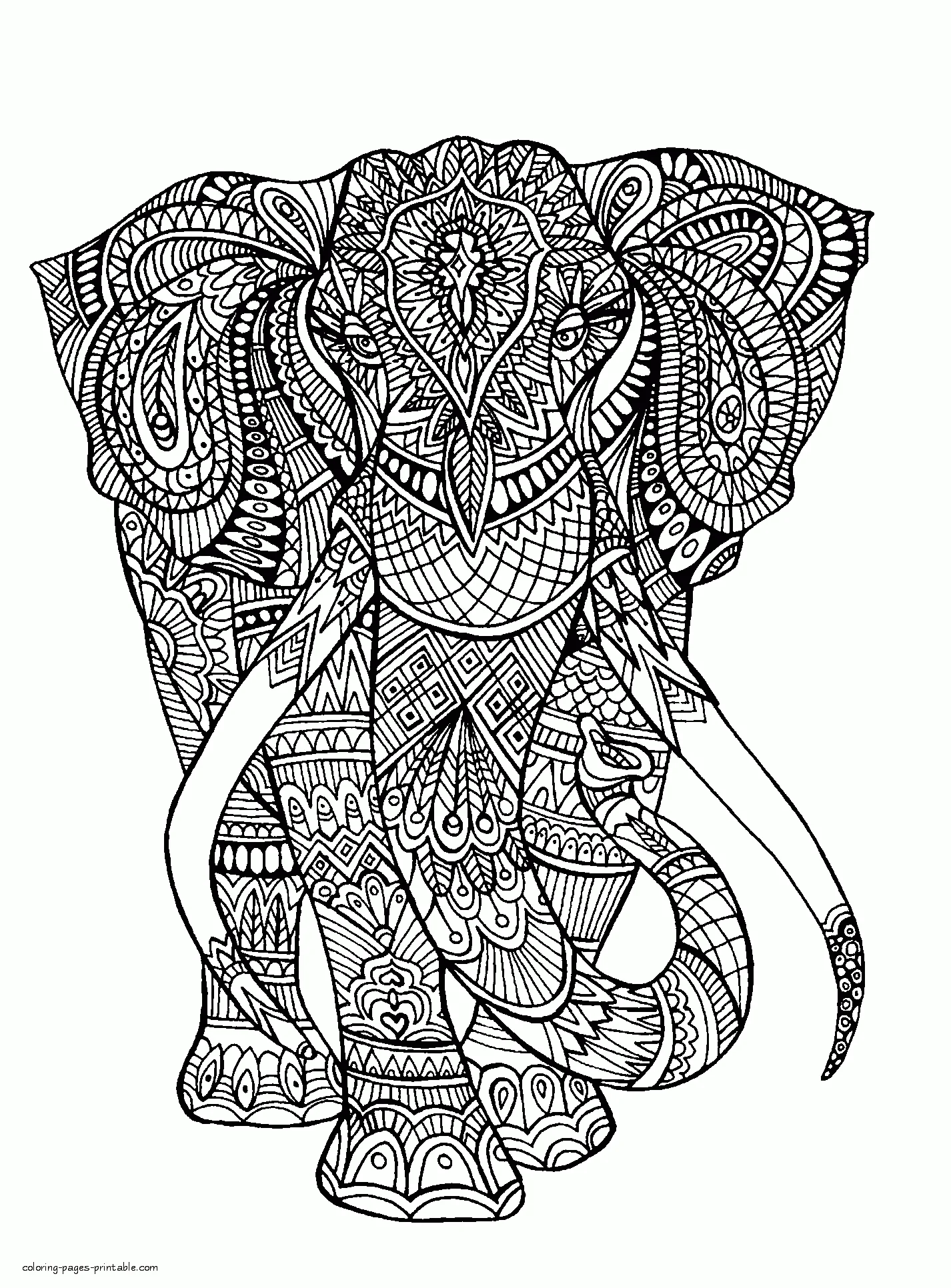 Difficult Elephant Colouring Page Difficult Elephant Colouring Page For Adults
