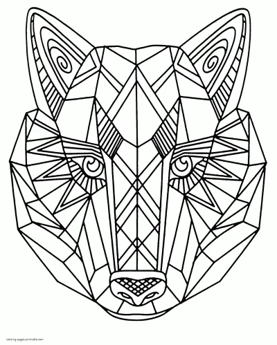Zentangle Animal Face Coloring For Adults. Hard For Coloring Pages