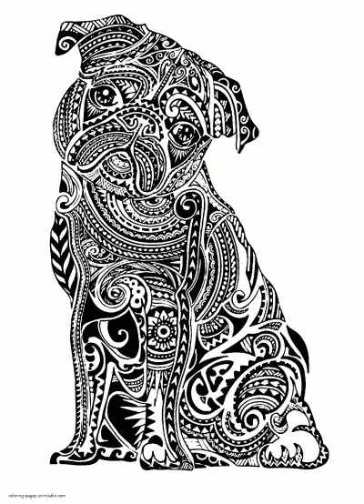 Animal Coloring Pages For Adults Printable. Dog