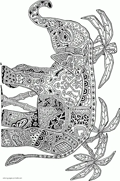 Wild Animal Coloring Pages. Elephant For Adults
