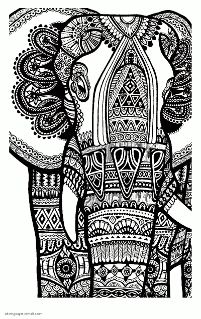Elephant Coloring Book For Adults. Print It Free