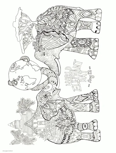 World Elephant Day Coloring Page To Print