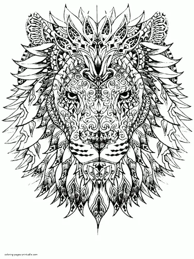 Lion Face. Animal Coloring Pages For Adults