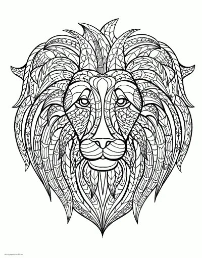 Lion Head Coloring Pages For Adults