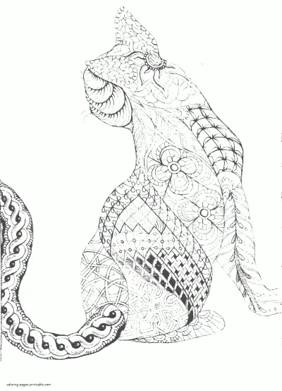 Difficult Animal Coloring Pages. A Cat