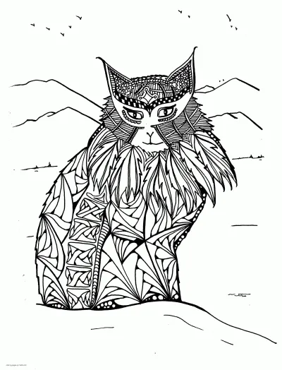 Lynx Coloring Page. Animal Coloring Book For Adults