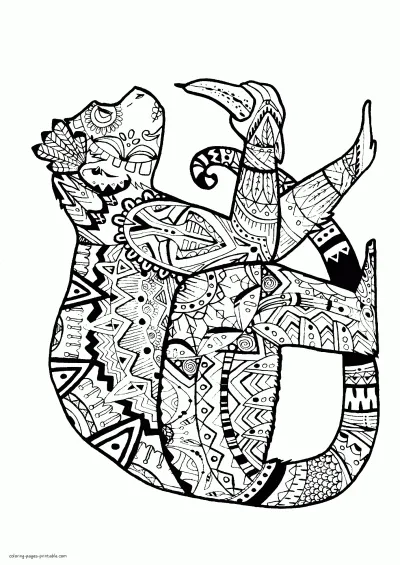 Monkey With Banana Coloring Sheet. Mandala For Adults